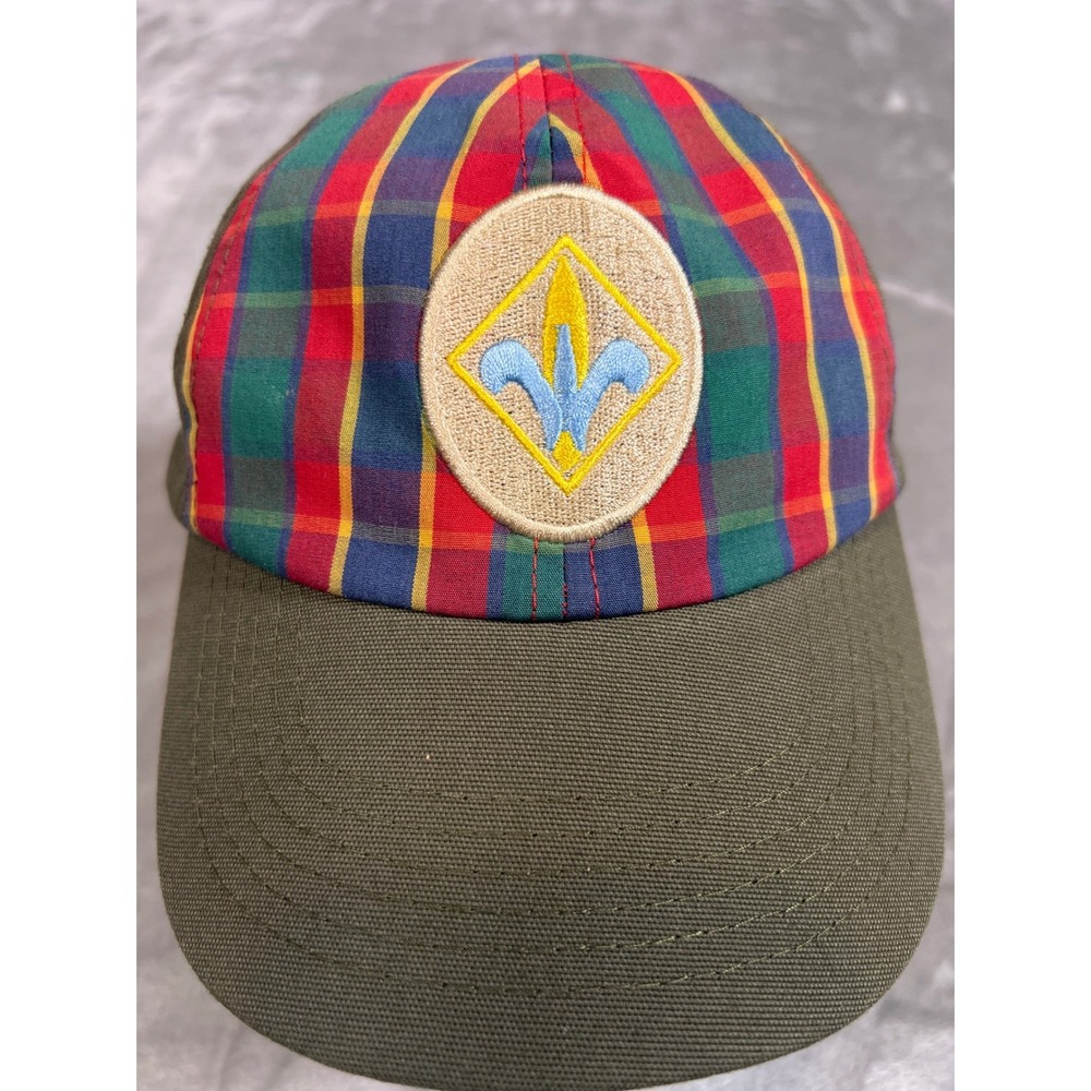 Boy Scouts of America Plaid Front Uniform‎ Cap Dark Forest Green Twill Hat S/M